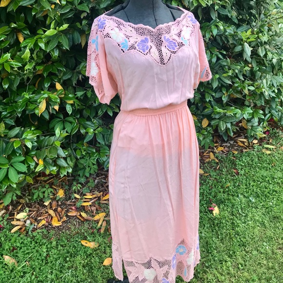 Bohemian 1980s Peach Floral Set - Picture 3 of 5